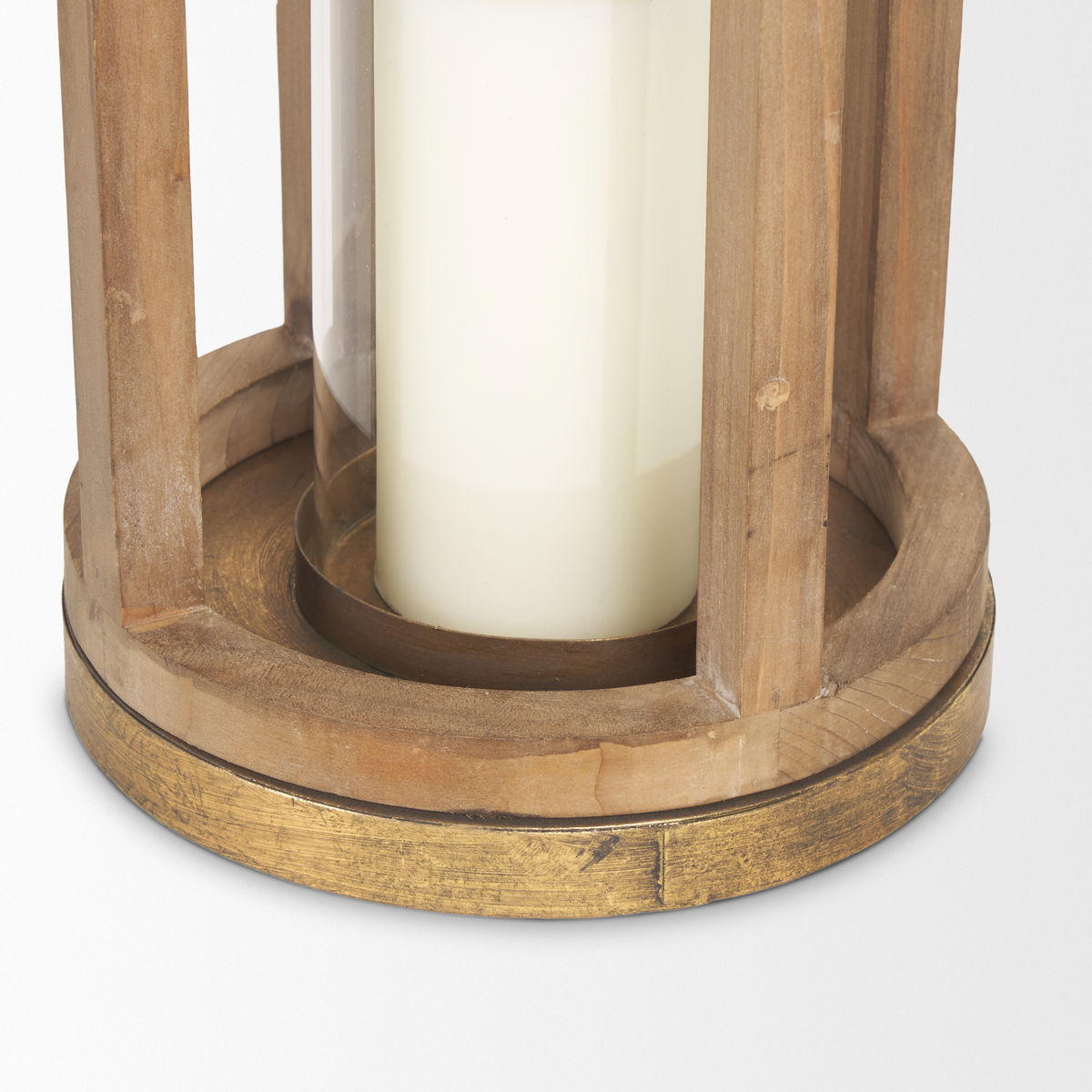 Andy II Small Natural Wood Cylindrical Lantern, Lighting by Mercana, 8.27" length x 8.27" width x 25.59" height View 9