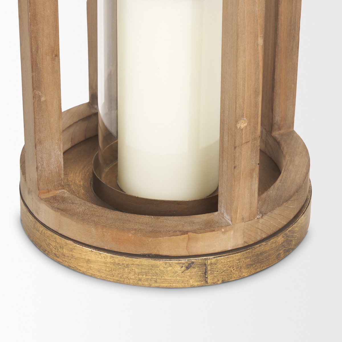 Andy II Small Natural Wood Cylindrical Lantern, Lighting by Mercana, 8.27" length x 8.27" width x 25.59" height View 9