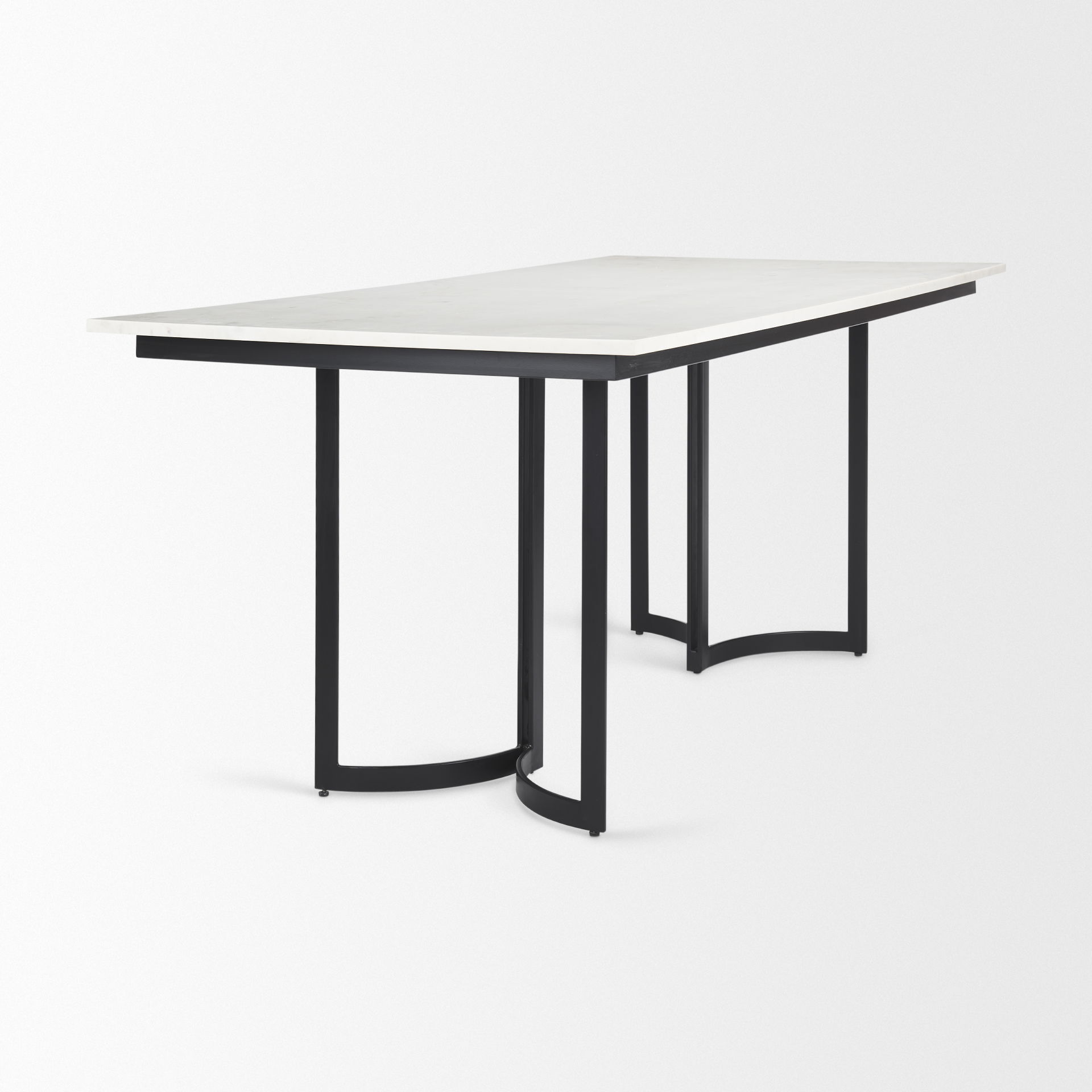 Tanner I 71L x 35W Rectangular White Marble with Metal Base Dining Table, by Mercana, 71" length x 35" width x 30" height View 6