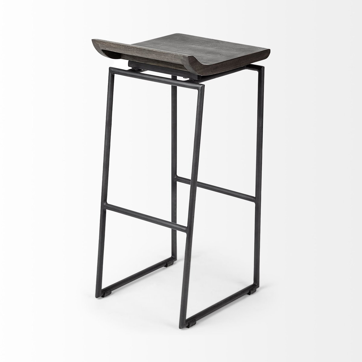 Givens Low Back 32in Seat Bar Stool | Black Wood with Black Metal, Counter & Bar Stool by Mercana, 14" length x 15.8" width x 32" height View 7