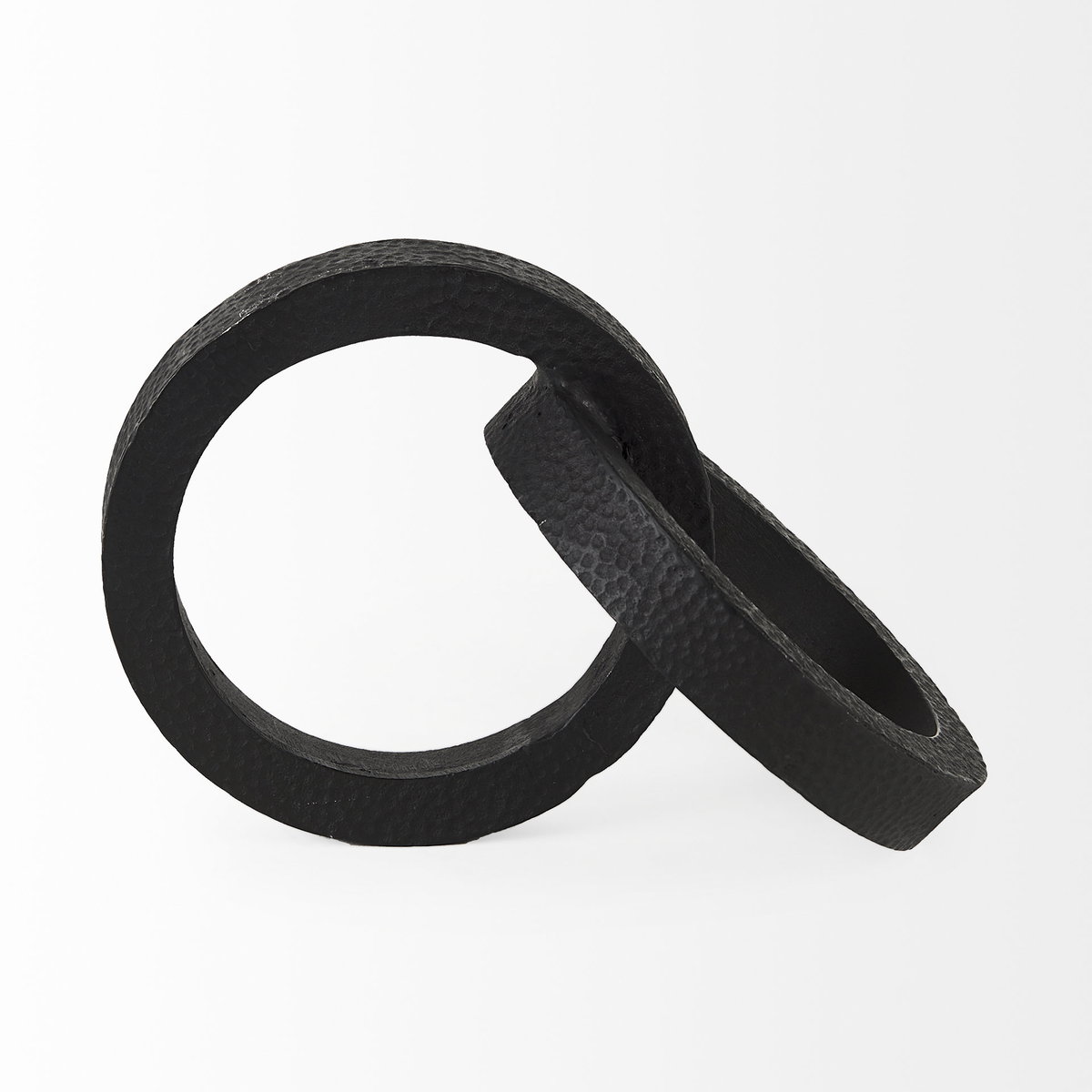 Rafiki Two Blackened Hammered Finish Metal Conjoined Circles, Decorative Object by Mercana, 7.87" length x 5.91" width x 5.91" height View 6