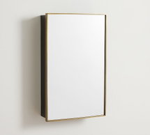 Online Designer Bathroom Linden Medicine Cabinet, Tumbled Brass, 21x34"