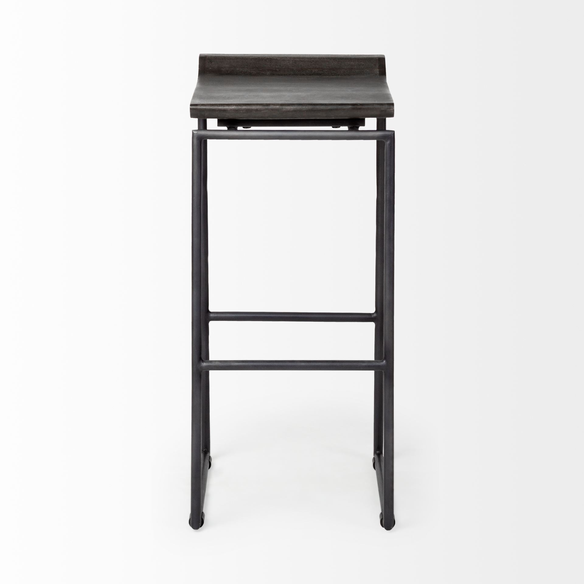 Givens 30.25'H Seat Height Black Wood Seat Black Metal Base Stool, Counter & Bar Stool by Mercana, 14" length x 15.8" width x 32" height View 4