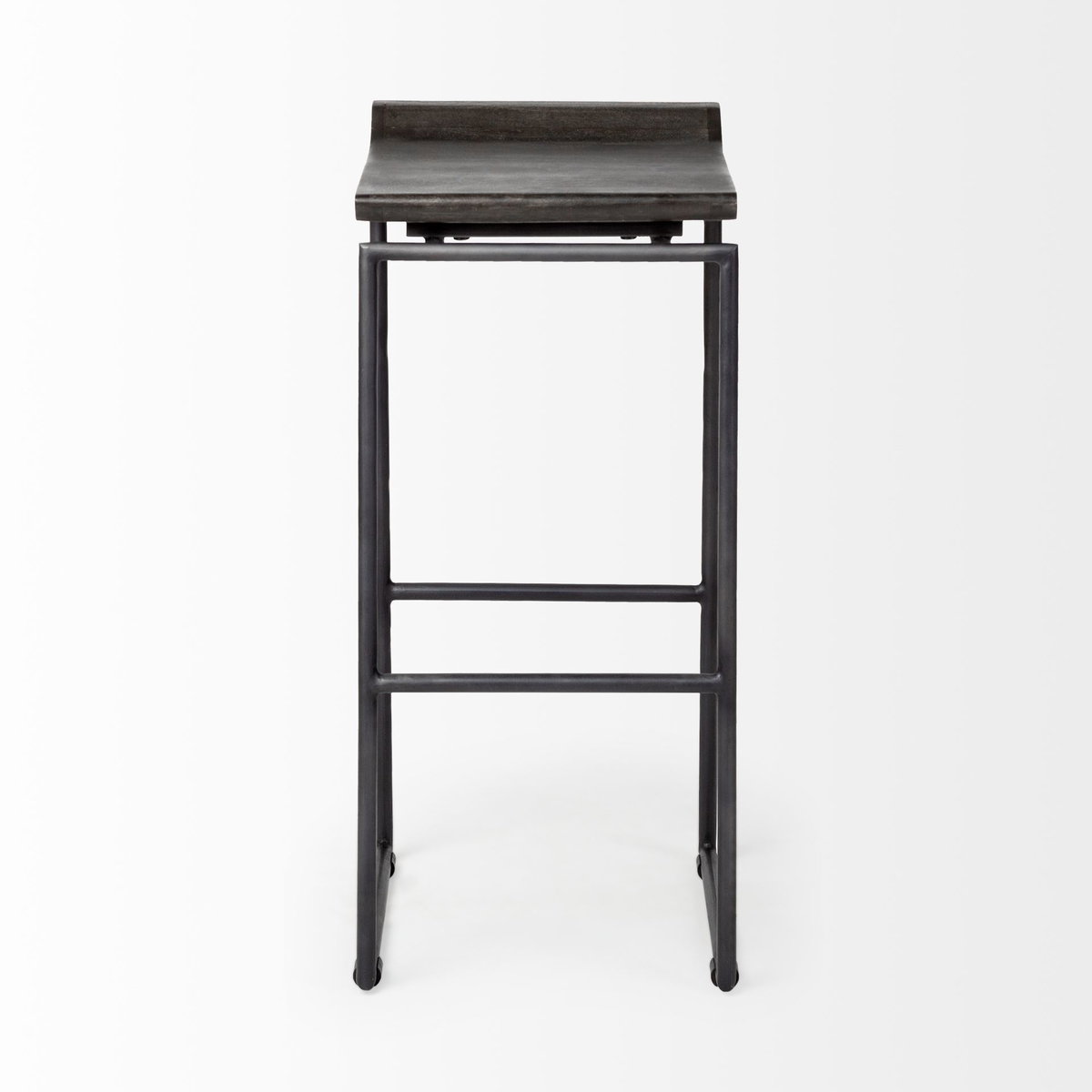 Givens Low Back 32in Seat Bar Stool | Black Wood with Black Metal, Counter & Bar Stool by Mercana, 14" length x 15.8" width x 32" height View 4