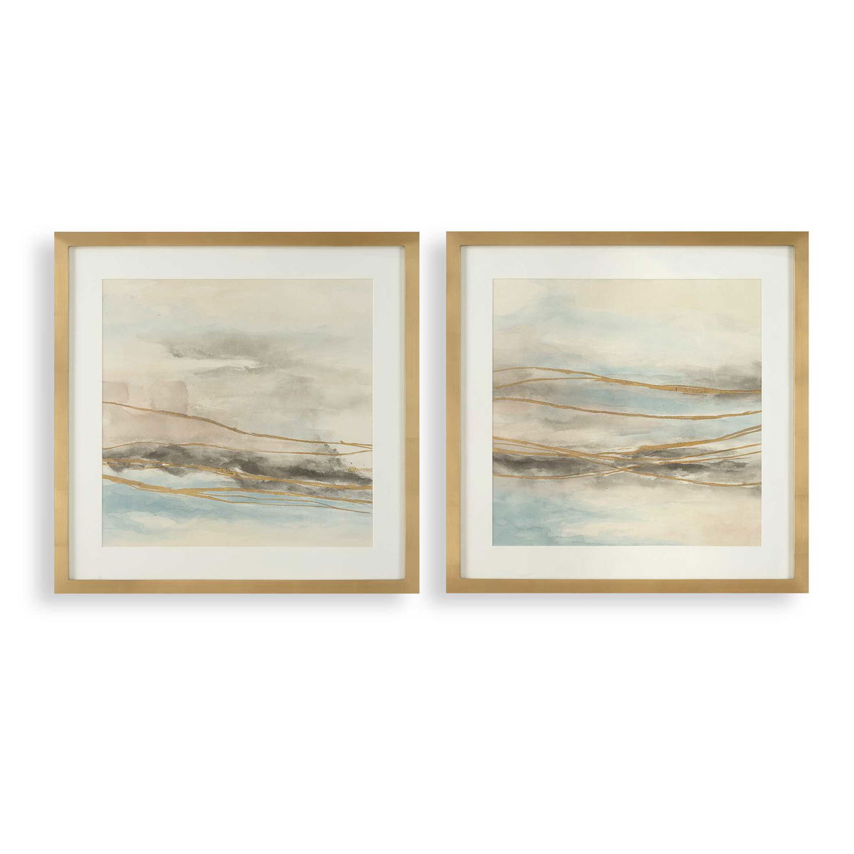 So Golden Abstract Landscape Prints Set/2, Art by Uttermost, 29.5" width x 29.5" height x 1.5" depth View 1