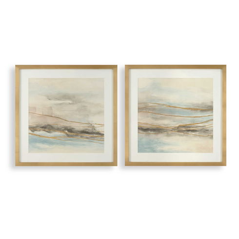 So Golden Abstract Landscape Prints Set/2