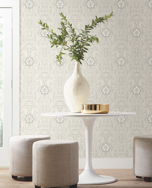 Gatsby Damask Grey Wallpaper
