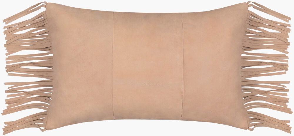Suede Fringe Lumbar Pillow large image 