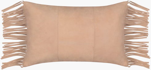 Suede Fringe Lumbar Pillow