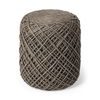 Allium Dark Brown Handwoven Wool Cylindrical Pouf, Ottoman by Mercana, 15.75" length x 15.75" width x 17.75" height thumbnail 1