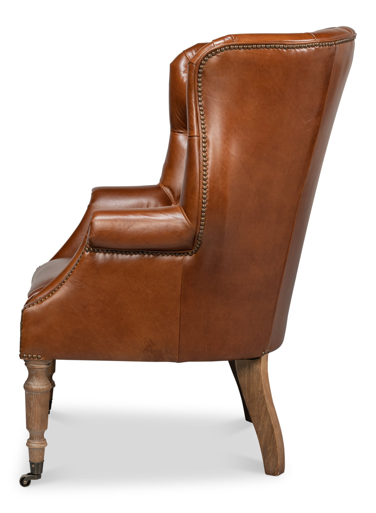 Welsh Leather Chair, Vintage Havana, Seating by Sarreid, 32" length x 33" width x 43" height View 11