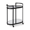Eleonore Black Metal Frame Two-Tier with Glass Shelves Bar Cart, Bar Carts & Cabinet by Mercana, 25" length x 16.14" width x 27.95" height thumbnail 1