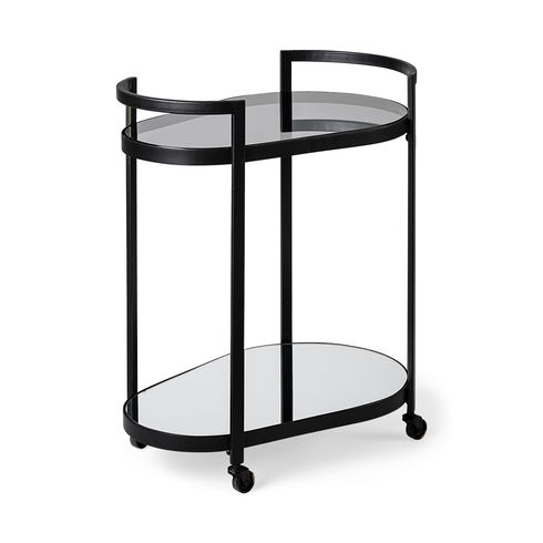 Eleonore Black Metal Frame Two-Tier with Glass Shelves Bar Cart