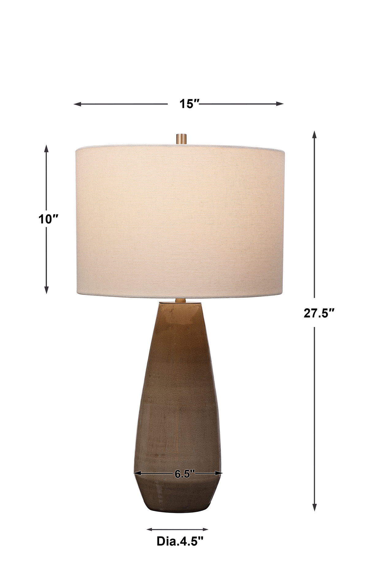 Volterra Taupe-Gray Table Lamp, by Uttermost, 15" width x 27.5" height x 15" depth View 3