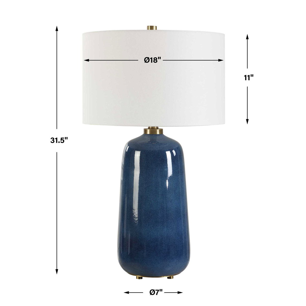 Brae Blue Glaze Table Lamp, by Uttermost, 18" width x 31.5" height x 18" depth View 3
