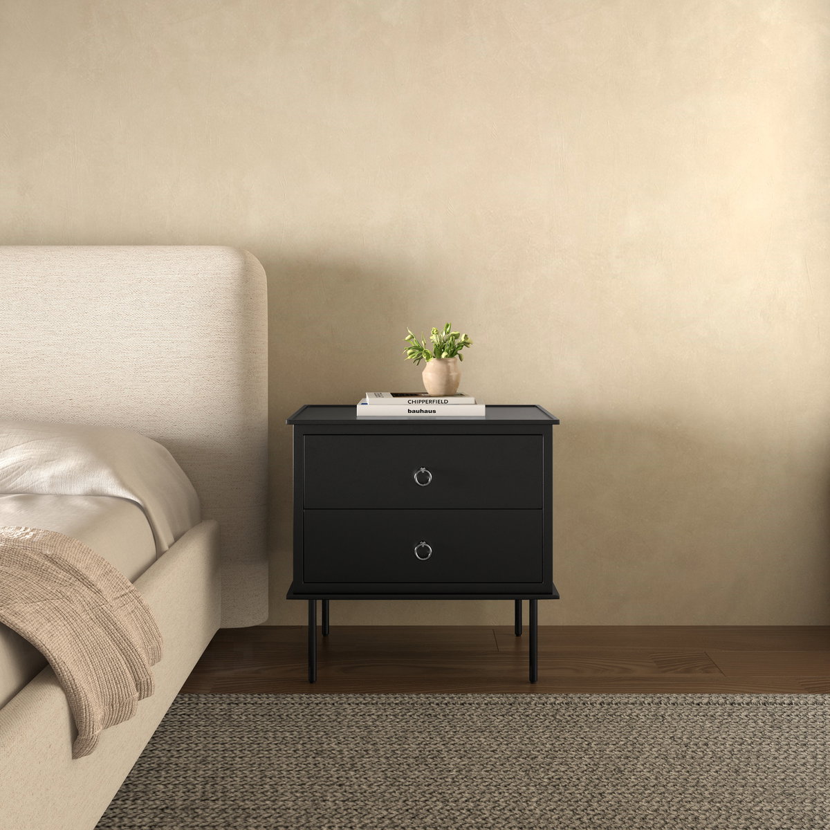 Reagan Nightstand Black, by Moe's Home, 25" width x 24.25" height x 18.5" depth View 11