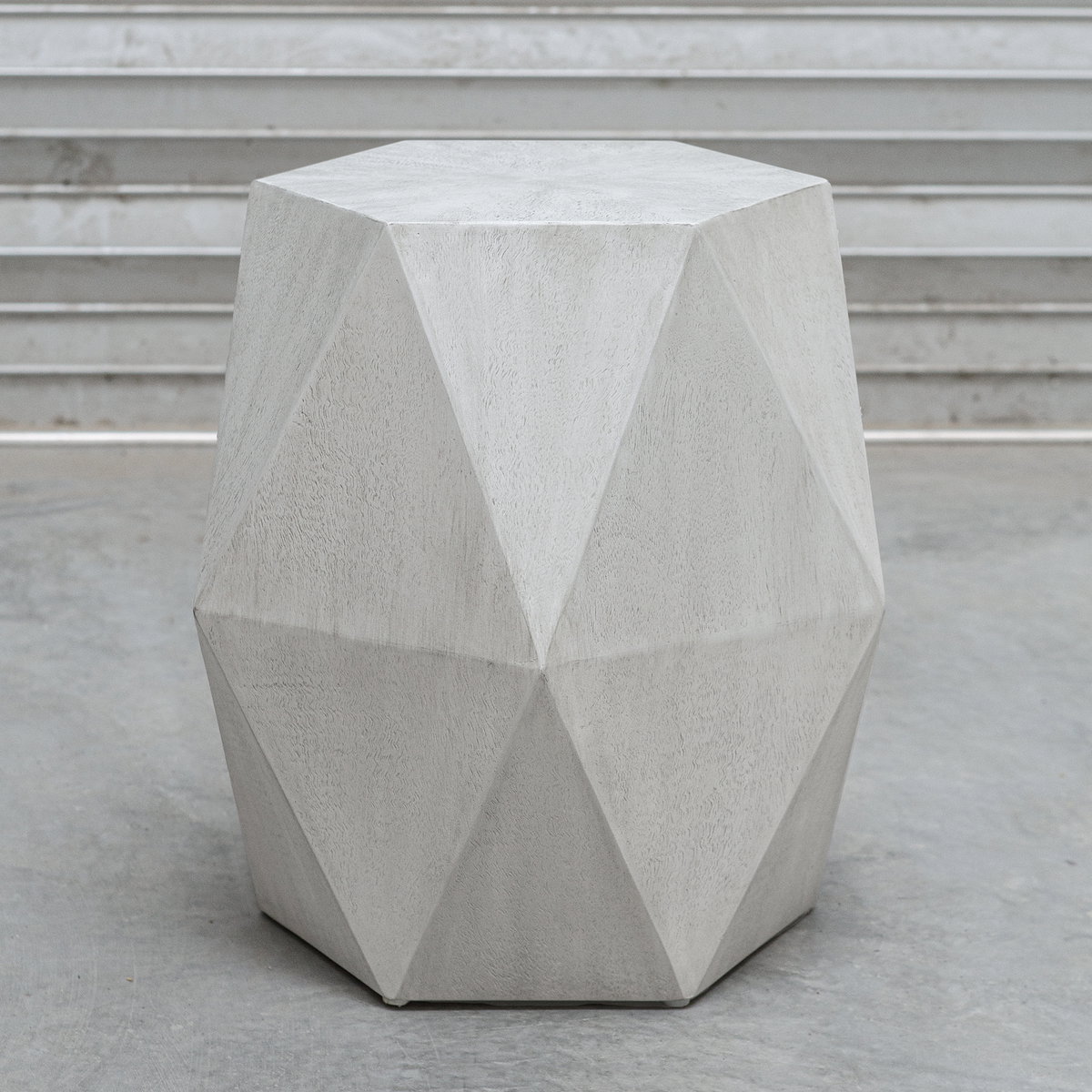 Volker White Geometric Accent Table, Side & End Table by Uttermost, 18" width x 18" height x 15.6" depth View 5