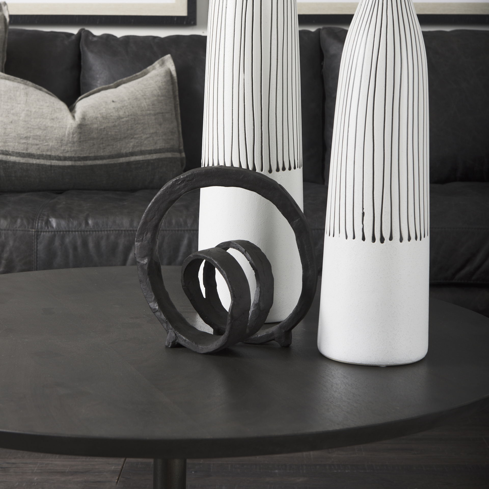 Stanislaw II Black Metal Infinite Ribbon Sculpture, Decorative Object by Mercana, 8.27" length x 4.72" width x 8.27" height View 5