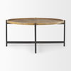 Marquisa 42' Round Medium Brown Wood with Black Metal Large Coffee Table, by Mercana, 42" length x 42" width x 19" height thumbnail 4