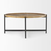 Marquisa 42' Round Medium Brown Wood with Black Metal Large Coffee Table, by Mercana, 42" length x 42" width x 19" height thumbnail 6