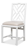 Brighton Bamboo Side Chair, White, Dining Chair by Sarreid, 17" length x 22" width x 39" height thumbnail 1