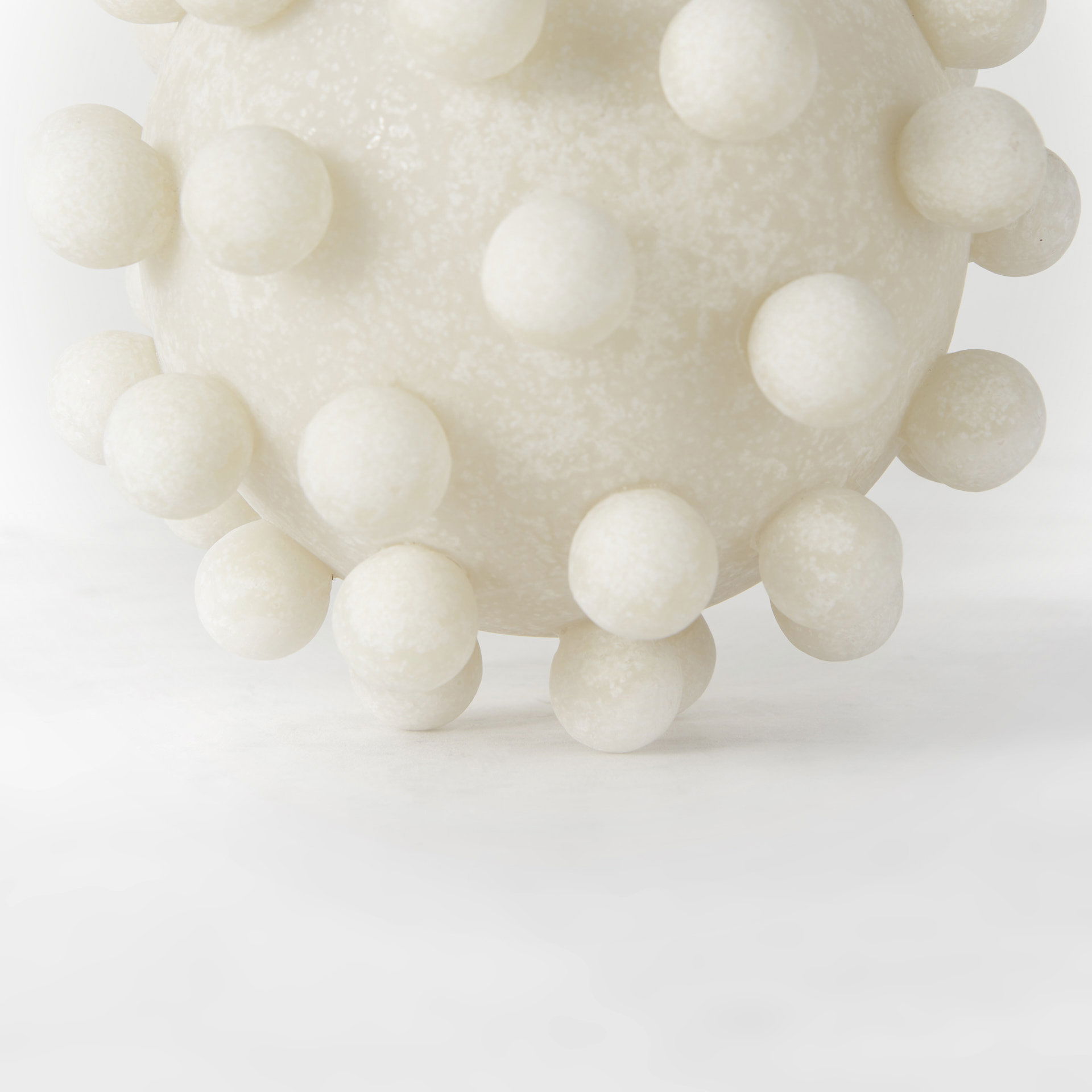 Malo  Cream Resin Large Sphere Decorative Object, by Mercana, 5.91" length x 5.91" width x 5.91" height View 6