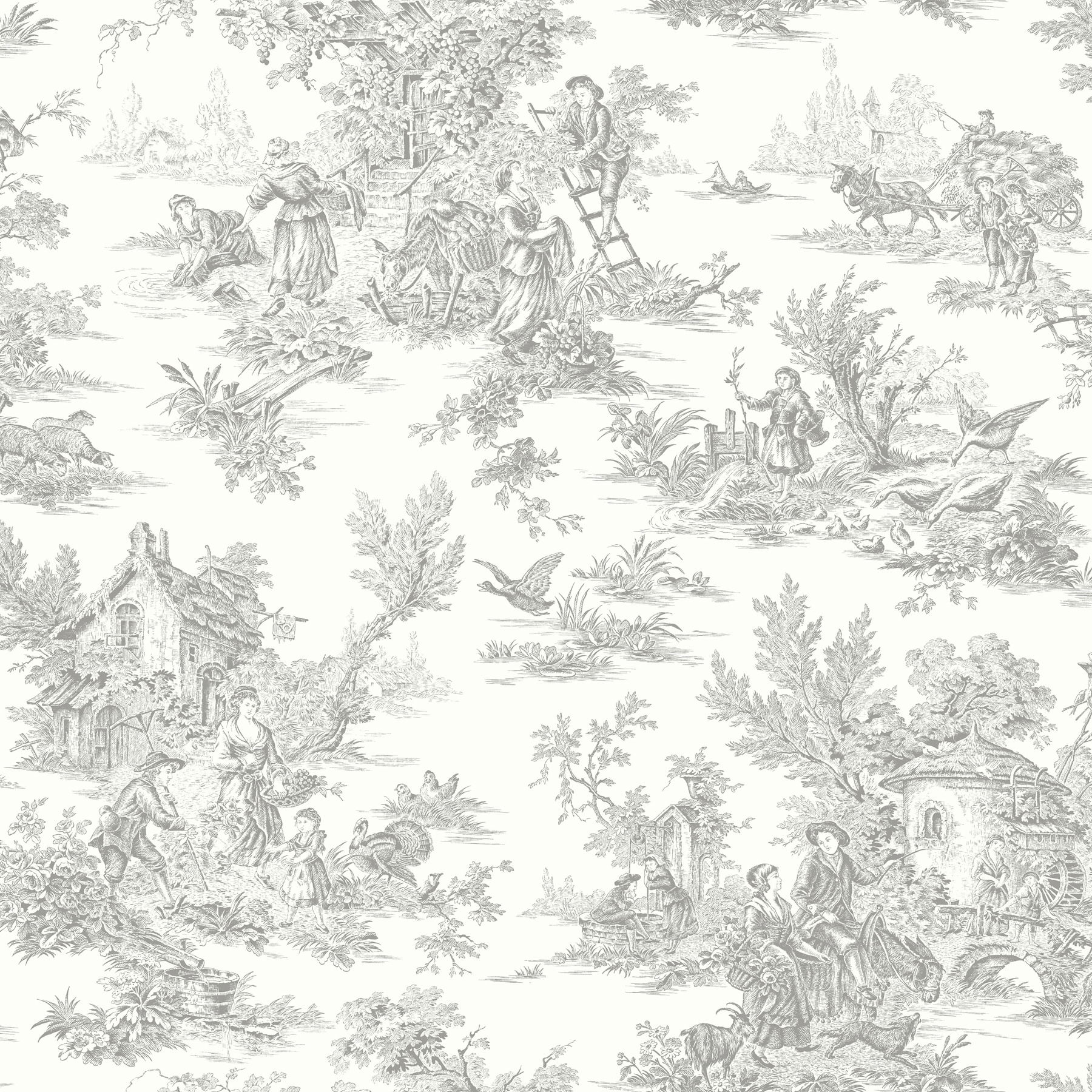 Campagne Toile Grey Wallpaper, by York Wall, 33' length x 1'8.5" width x 0.02" depth View 1
