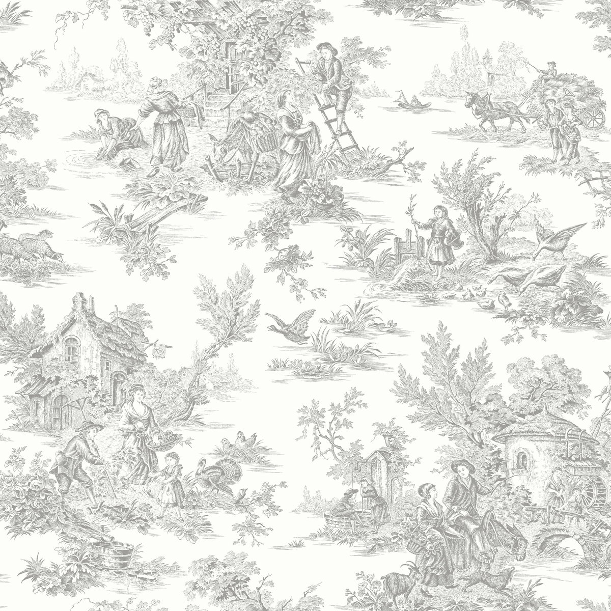 Campagne Toile Grey Wallpaper, by York Wall, 33' length x 1'8.5" width x 0.02" depth View 2