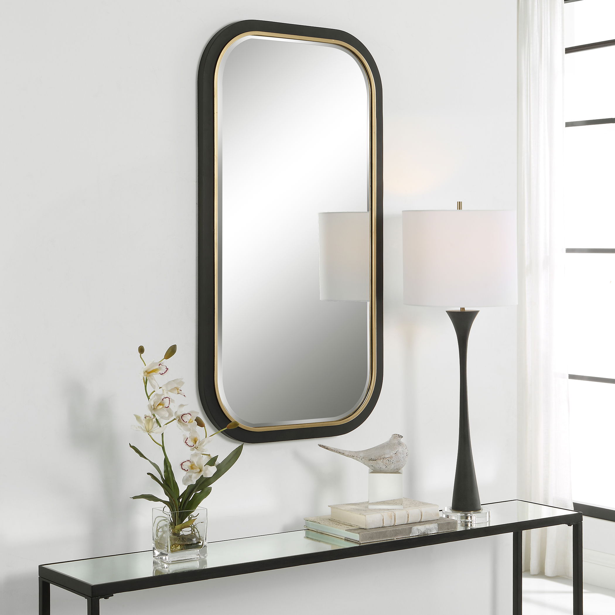 Nevaeh Curved Rectangle Mirror large image 