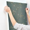 Vertical Blossoms Teal Metallic Wallpaper, by York Wall, 33' length x 1'8.5" width x 0.02" depth thumbnail 7