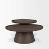 Takoda Dark Brown Wood Tapered Drum Nesting Coffee Tables, by Mercana, 36" length x 36" width x 14" height thumbnail 6