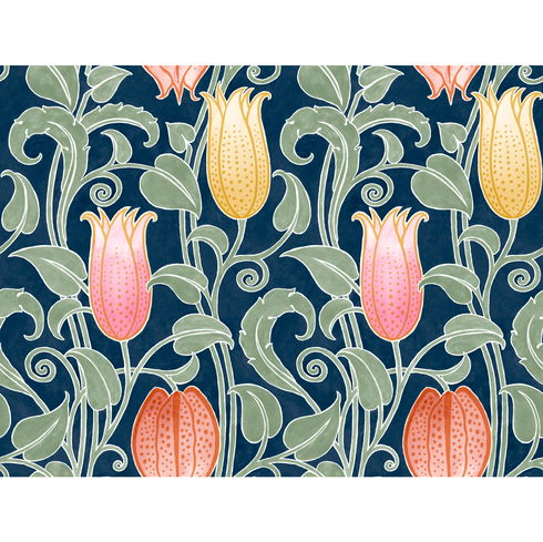 Canterbury Bells Navy Wallpaper