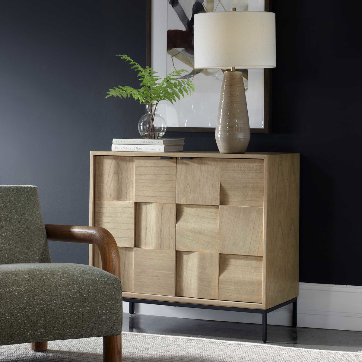 Lorenzo Geometric 2 Door Cabinet, Furniture by Uttermost, 36.1" width x 33" height x 18" depth View 4