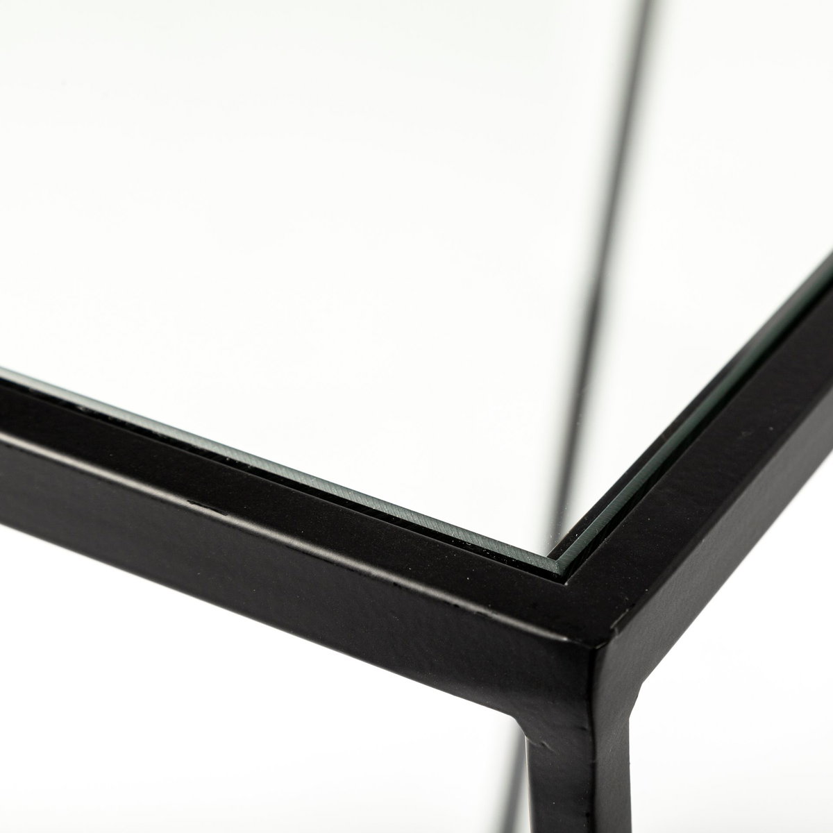 Arya (Set of 2) 24L x 10W Black Rectangular Glass Top Iron Frame Accent Table, Side & End Table by Mercana, 23.62" length x 9.84" width x 21.65" height View 8