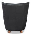 Lombard Wing Chair,Santoni Black Leather thumbnail 9