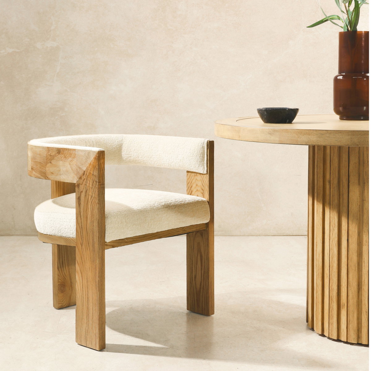 Nadia Dining Chair Cream, by Dovetail, 23" width x 27.5" height x 22.5" depth View 7