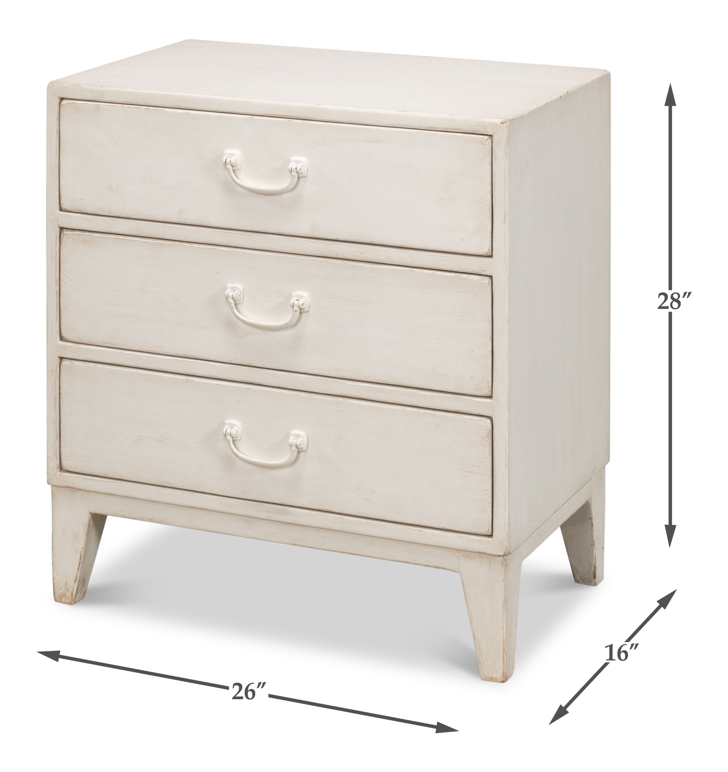 Willow 3 Drawer Commode  Antique White large image 