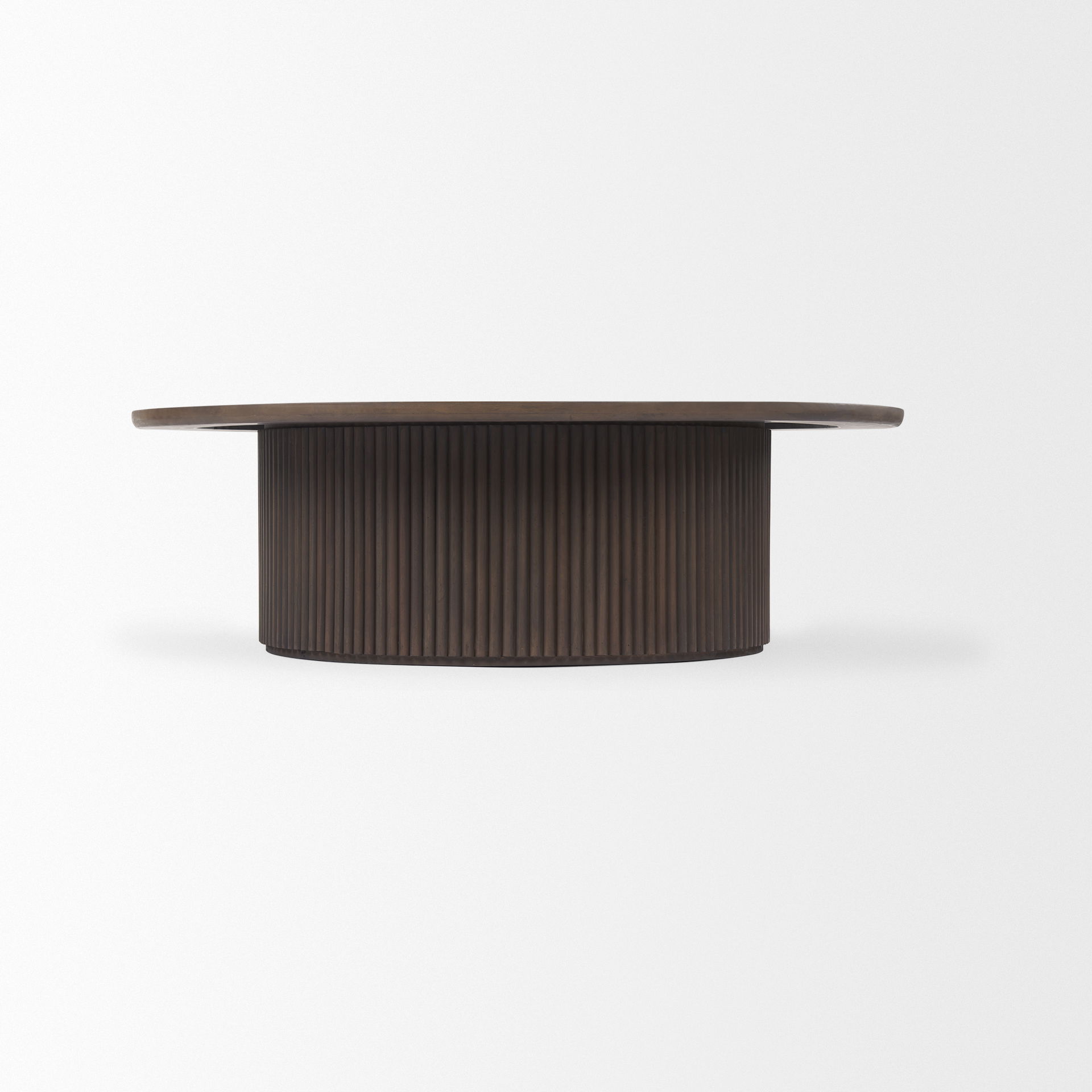 Terra 48L x 48W x 15H Dark Brown Wood Round Fluted Coffee Table large image 