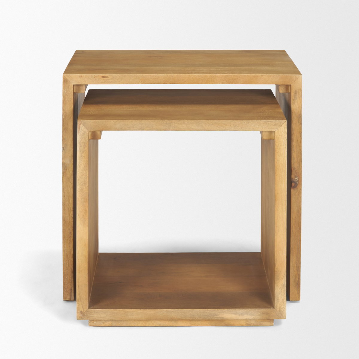 Alanna 22.0L x 15.0W x 22.0H Set of 2 Brown Wood Nesting Accent Tables, Side & End Table by Mercana, 22" length x 15" width x 22.25" height View 7
