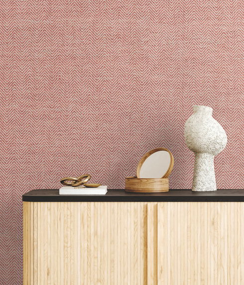 Tailored Weave Red Wallpaper