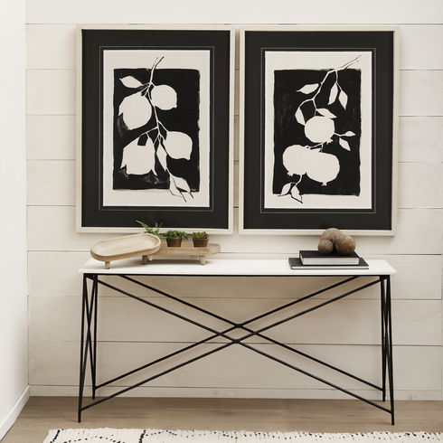 Lorlei Marble Top with Black Iron Base Console Table