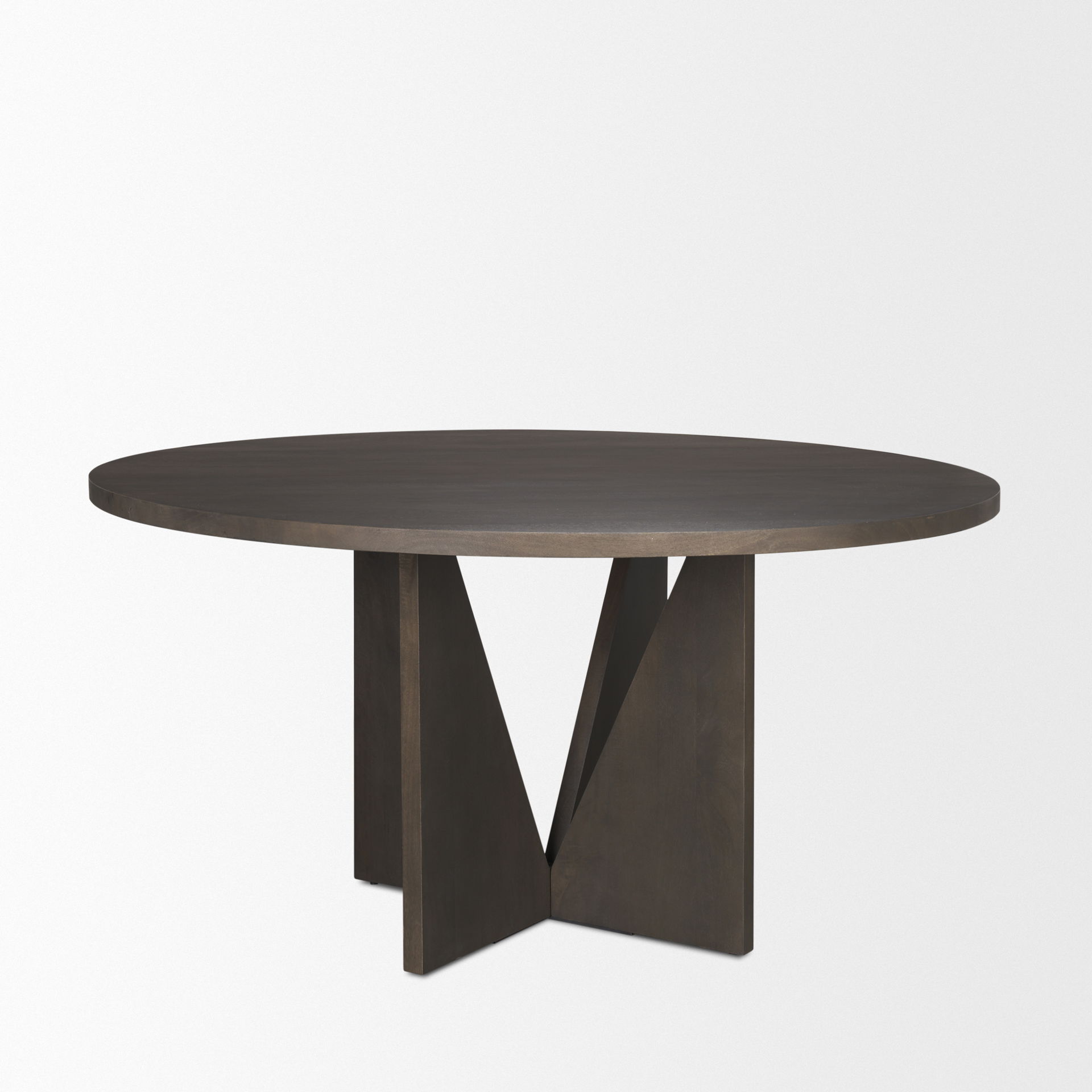 Tarro 60' Round Textured Espresso Wood with Geometrical Base Dining Table, by Mercana, 60" length x 60" width x 30" height View 4