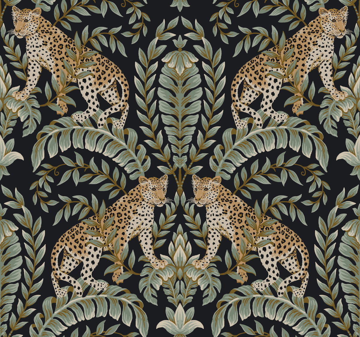 Jungle Leopard Black & Green Wallpaper, by York Wall, 27' length x 2'3" width x 0.02" depth