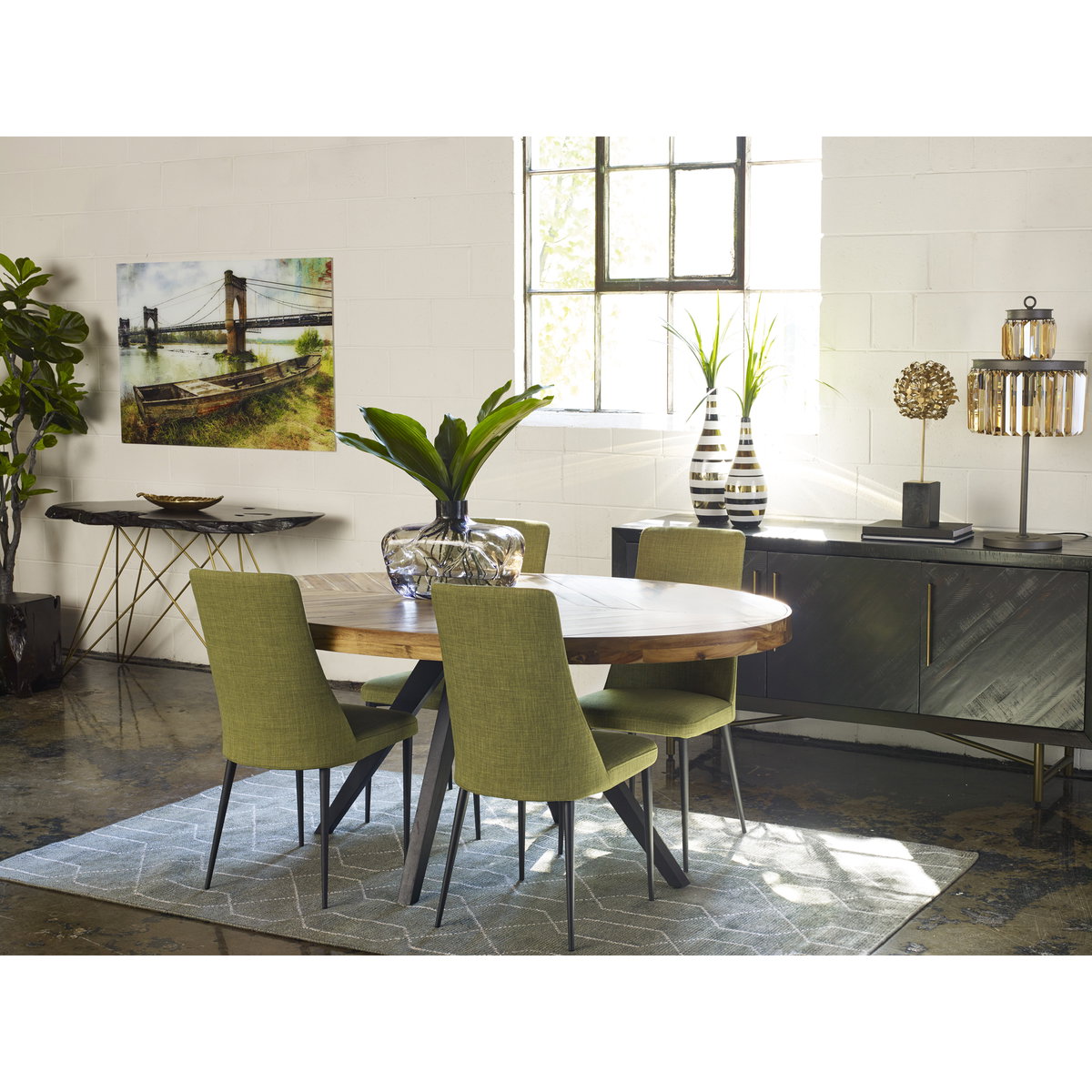 Parq Oval Dining Table Amber, by Moe's Home, 72" width x 30.5" height x 42.5" depth View 15