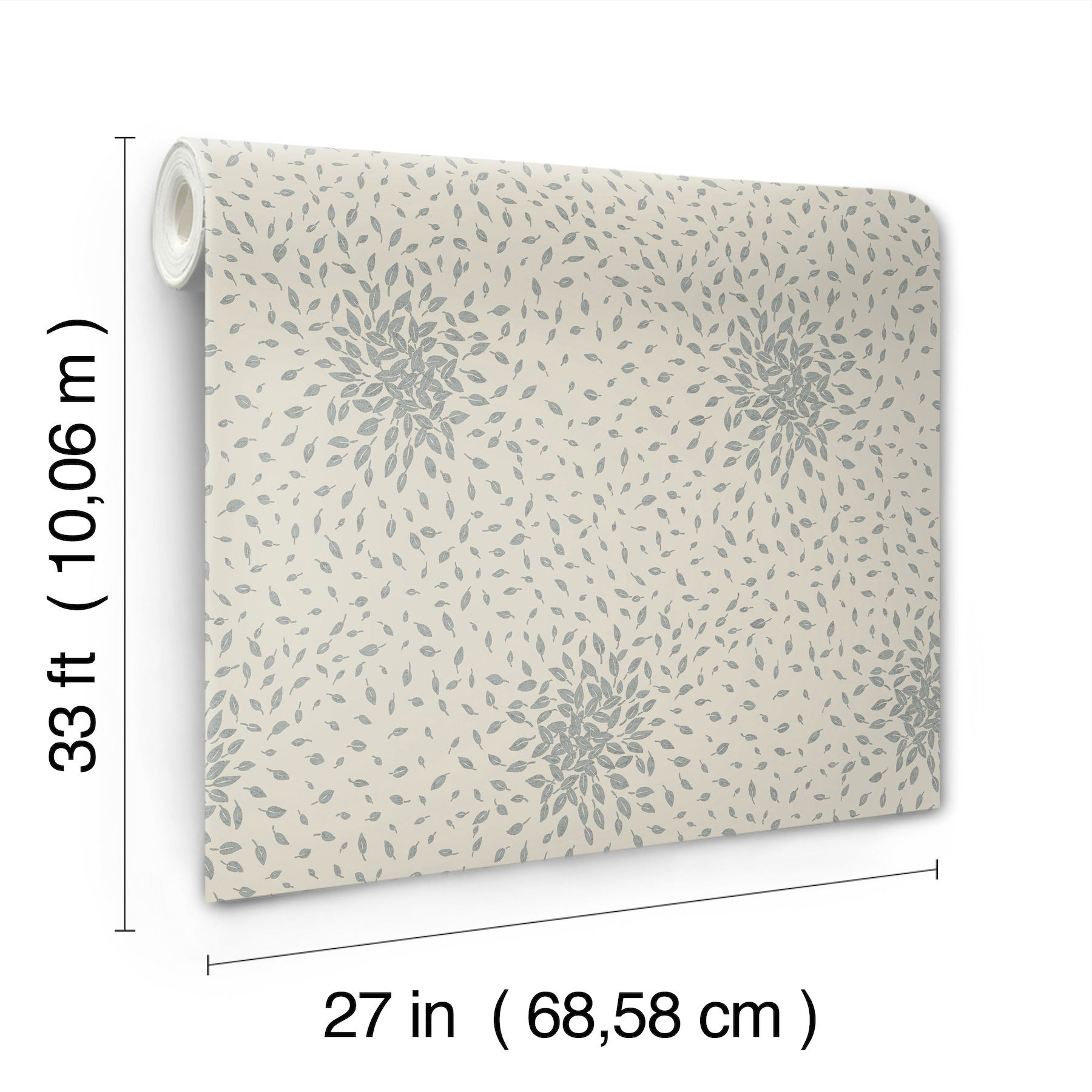 Petite Leaves Beige & Silver Wallpaper large image 