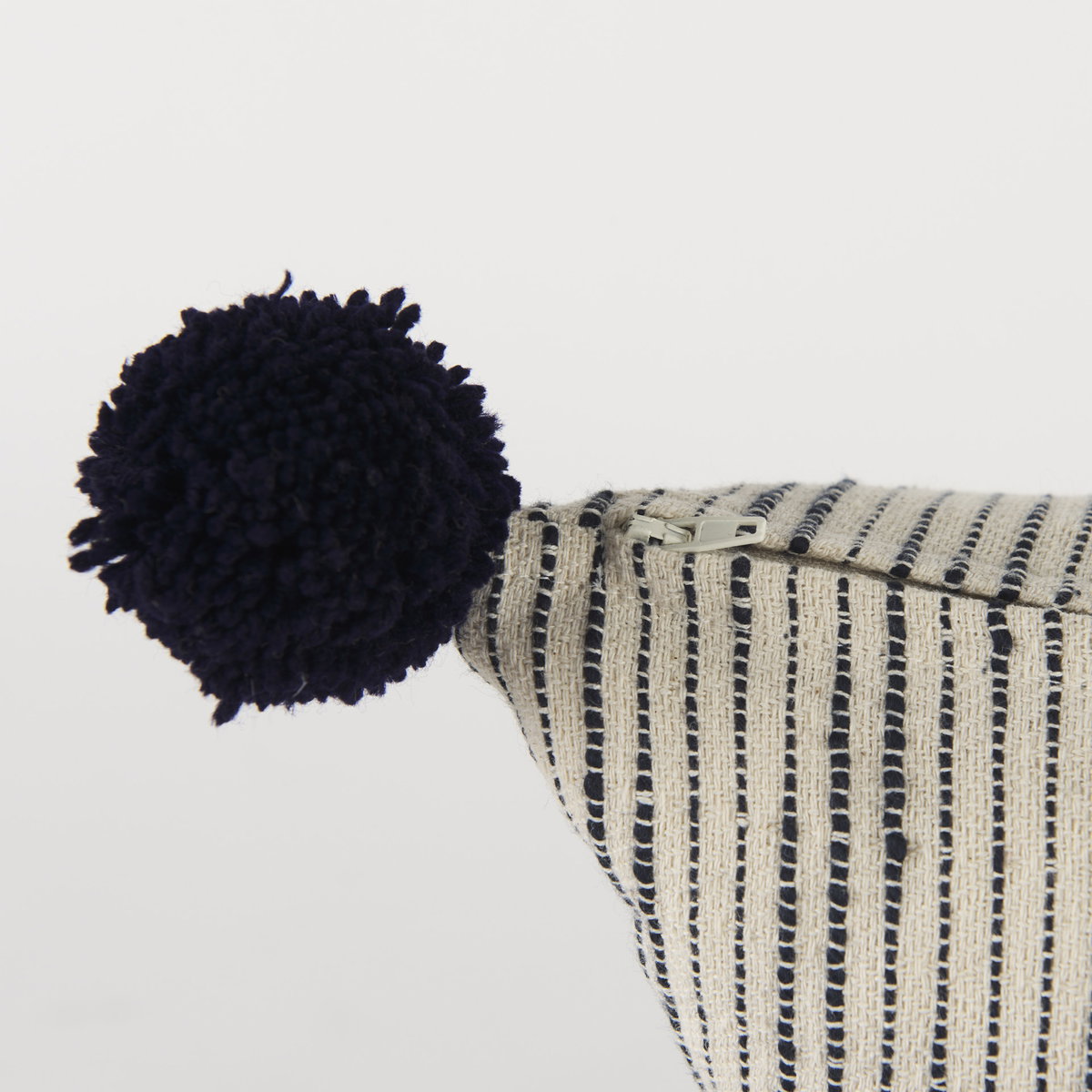 Krystal 18 x 18 Cream/Black Pom Pom Pillow Cover, Decorative Pillow by Mercana, 18" length x 18" width x 0.2" height View 8