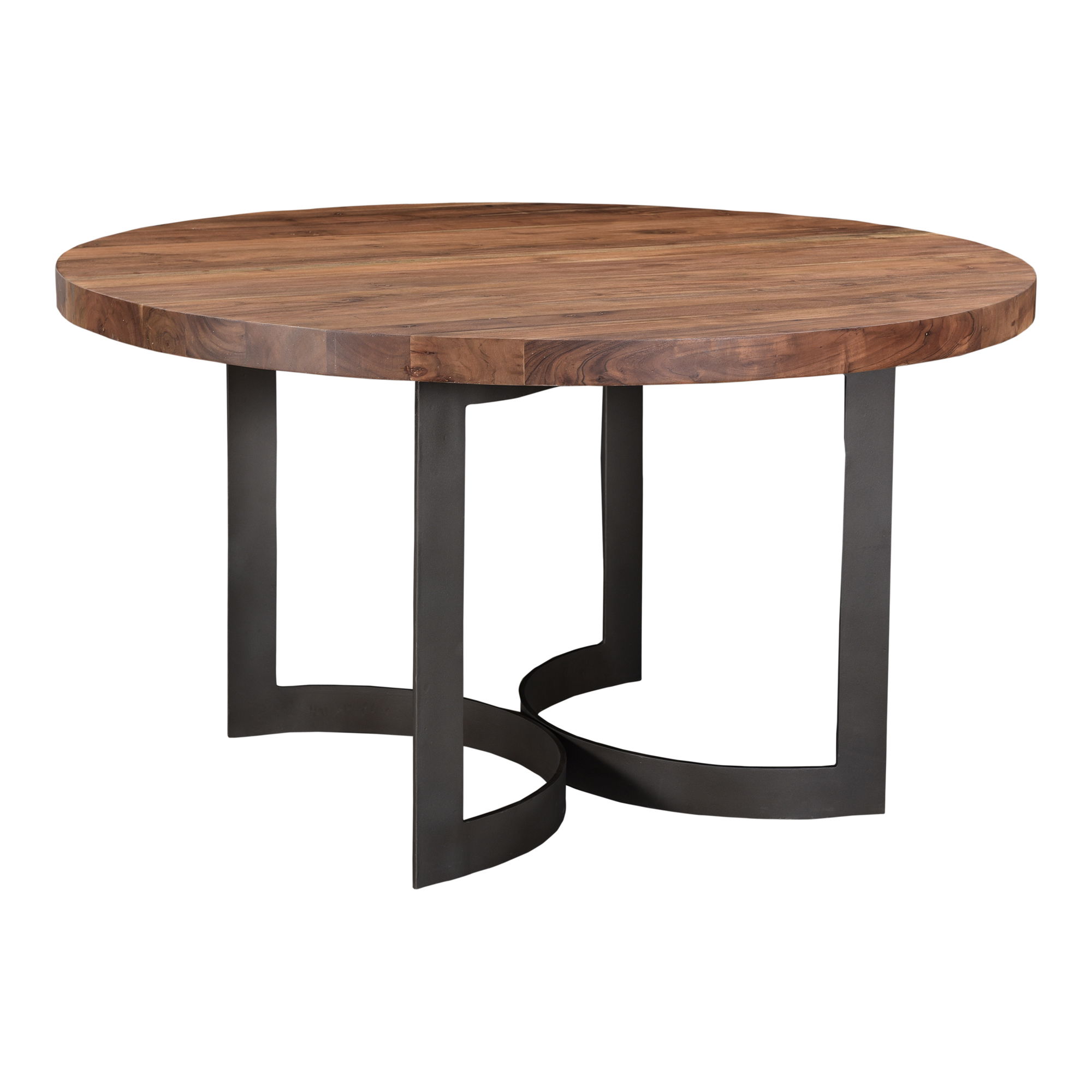 Bent Round Dining Table 54in Brown, by Moe's Home, 54" width x 30" height x 54" depth View 4