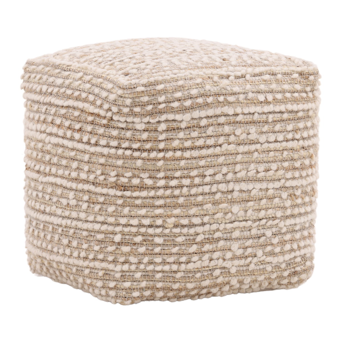Yuri Pouf Ivory, Ottoman by Dovetail, 16" width x 18" height x 16" depth View 1