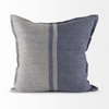 Aubrielle 20x20 Gray and Blue Fabric Color Blocked Pillow Cover, Decorative Pillow by Mercana, 20" length x 20" width x 0.2" height thumbnail 5