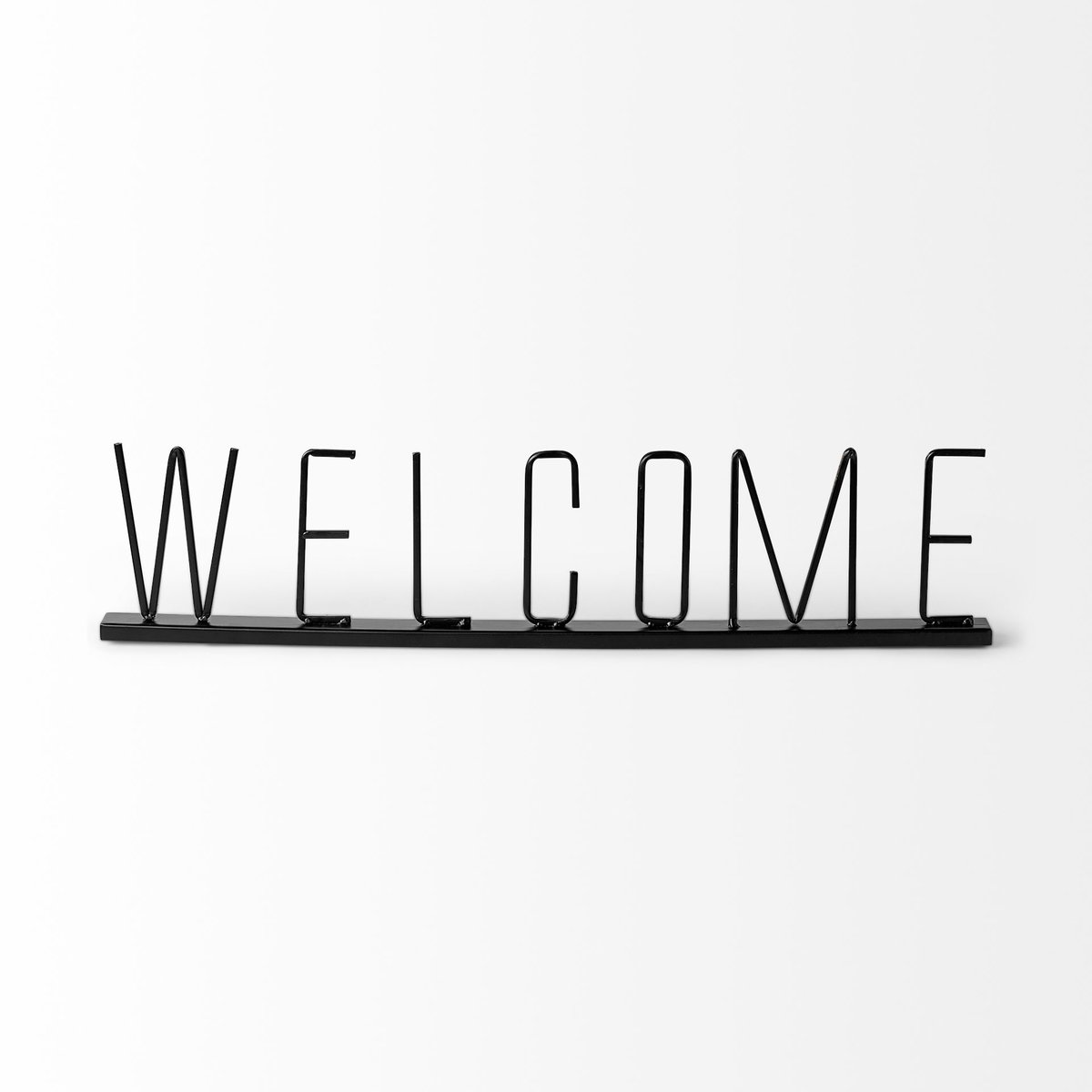 Welcome 24L x 1W Black Metal Sign, Decorative Object by Mercana, 24.33" length x 1.18" width x 5.31" height View 3